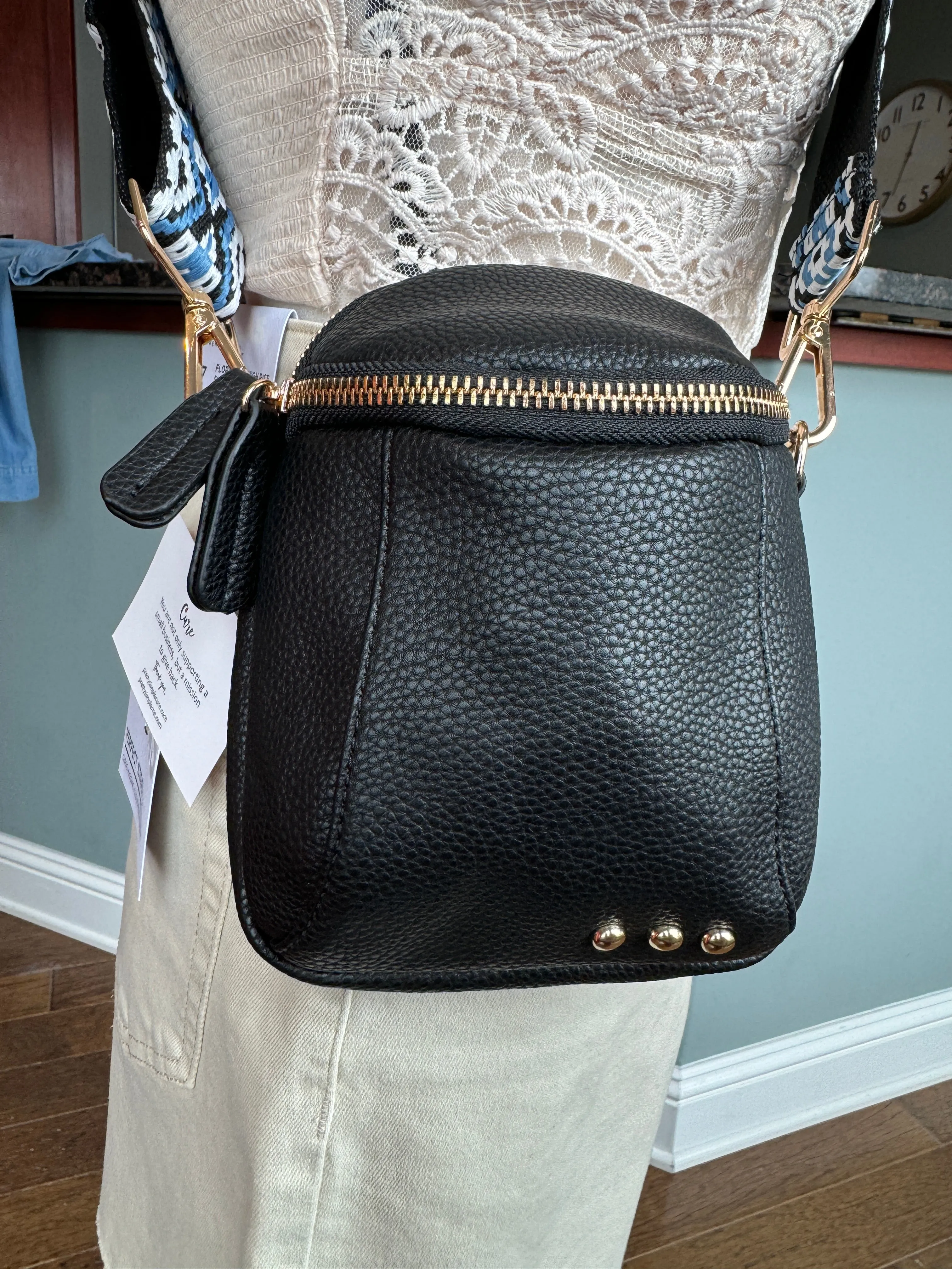Black Going Places Faux Leather Crossbody