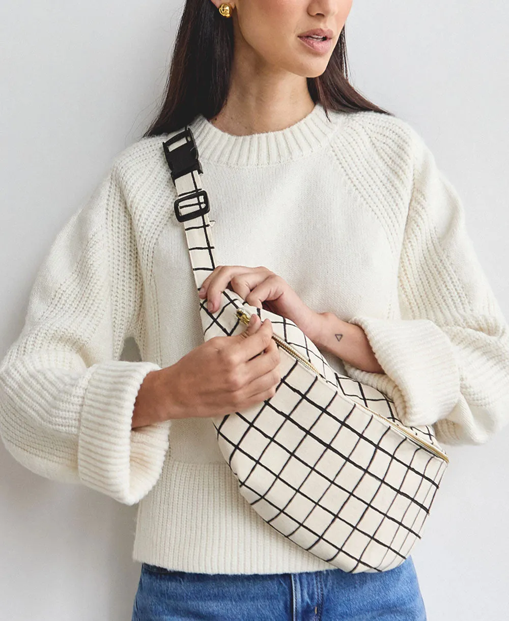 Block Print Grid Sling Bag