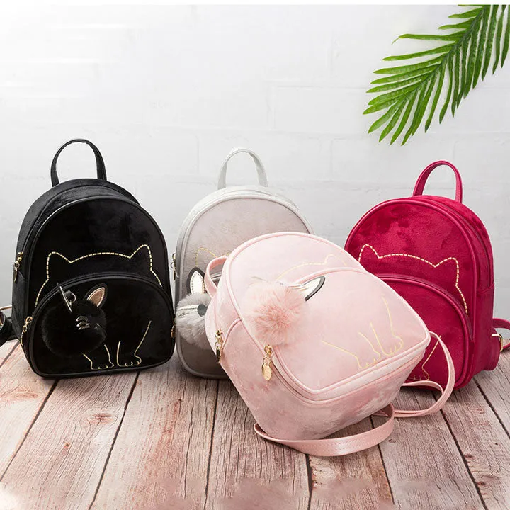 Cartoon Embroidered Cat Pattern Mini  Backpack