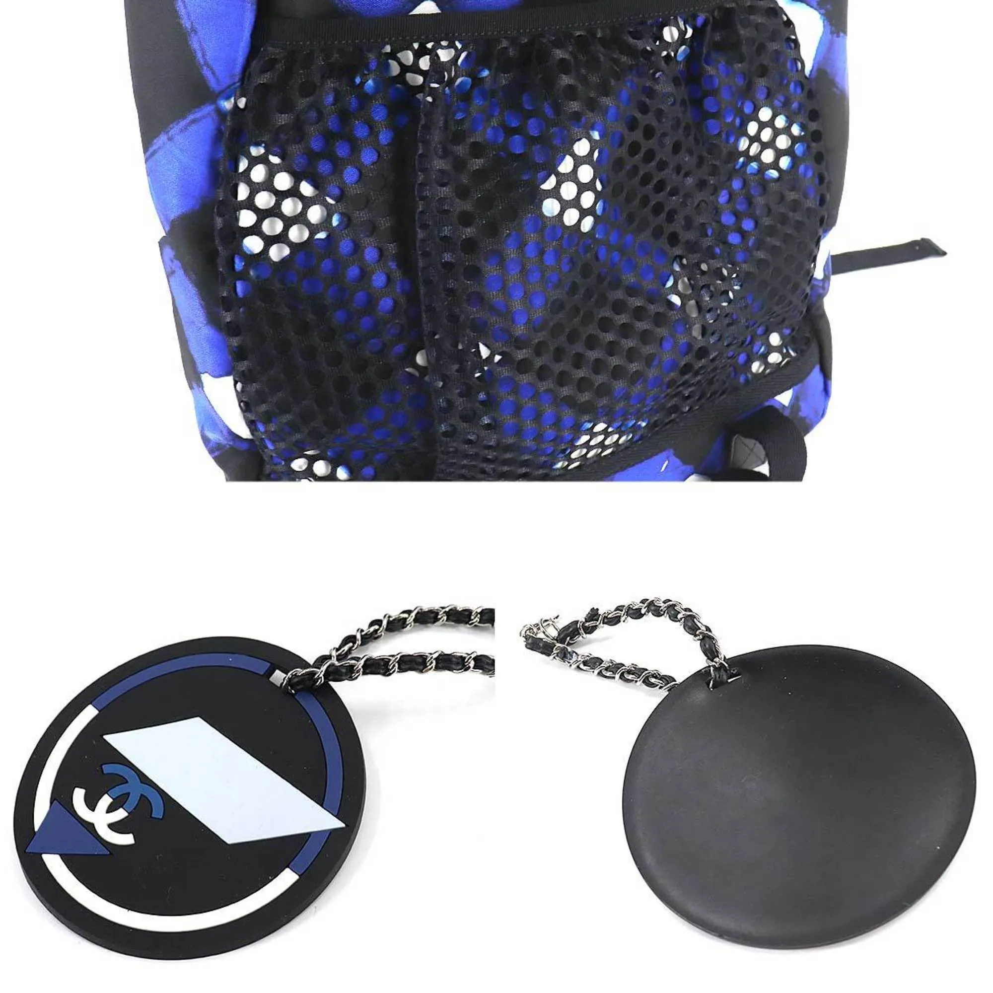 Chanel airline backpack rucksack nylon leather blue black A93326 Airline Back Pack