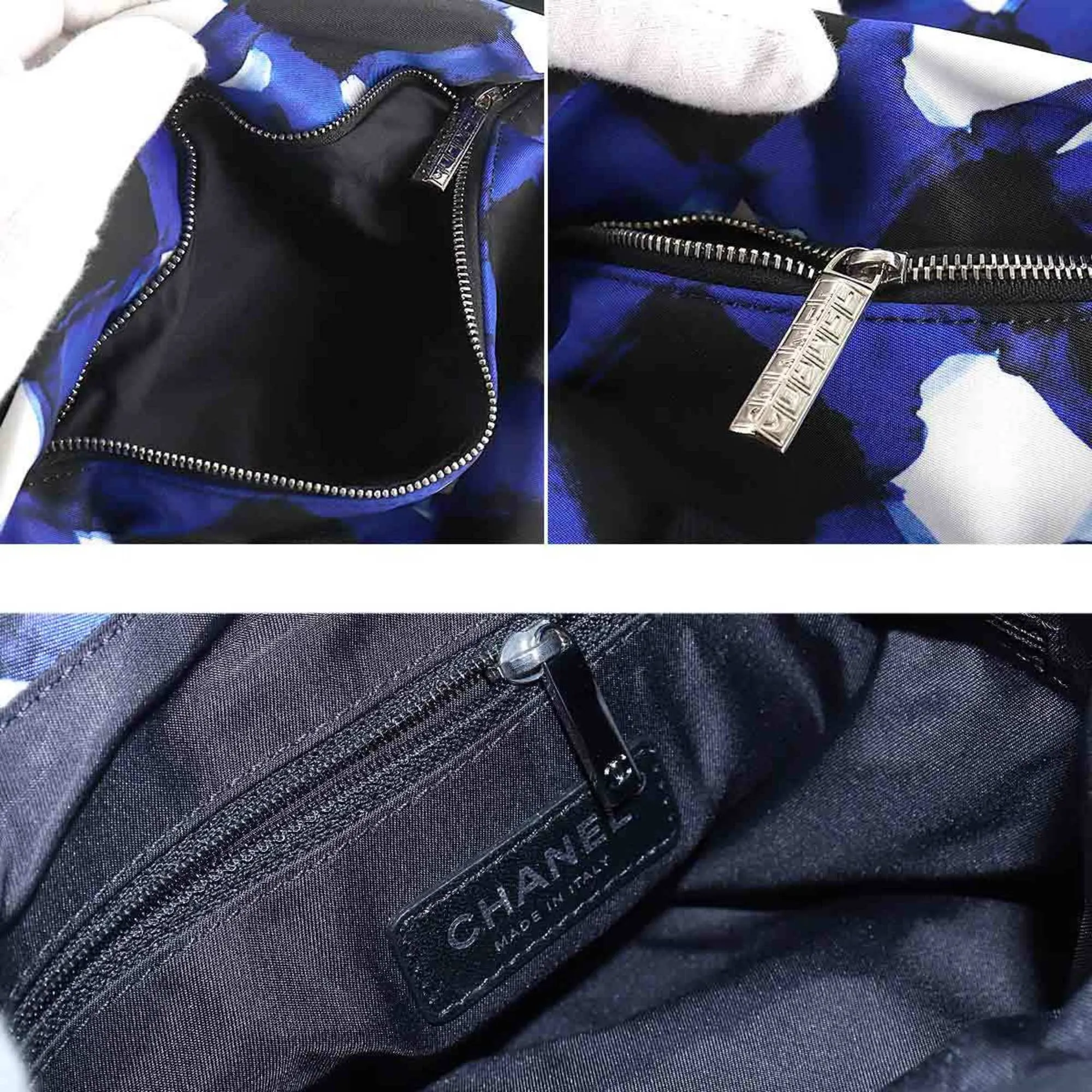 Chanel airline backpack rucksack nylon leather blue black A93326 Airline Back Pack