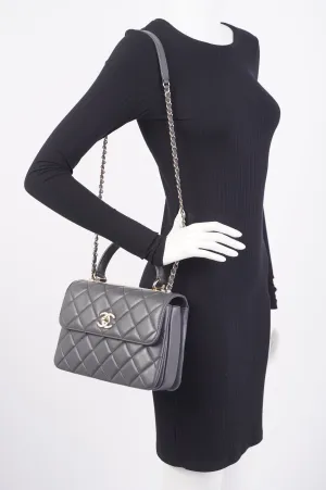 Chanel CC Trendy Bag Grey Lambskin Leather Small