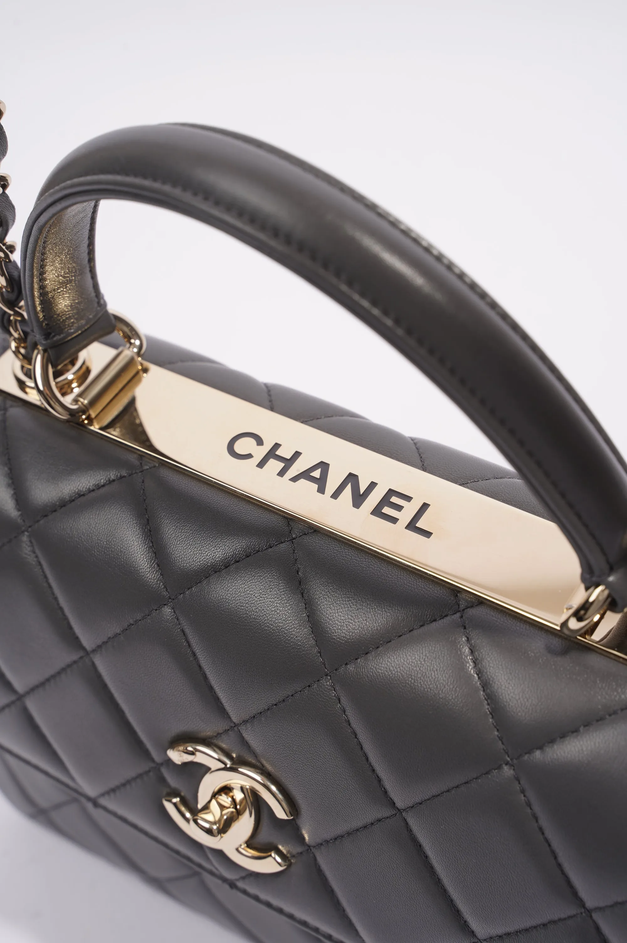 Chanel CC Trendy Bag Grey Lambskin Leather Small