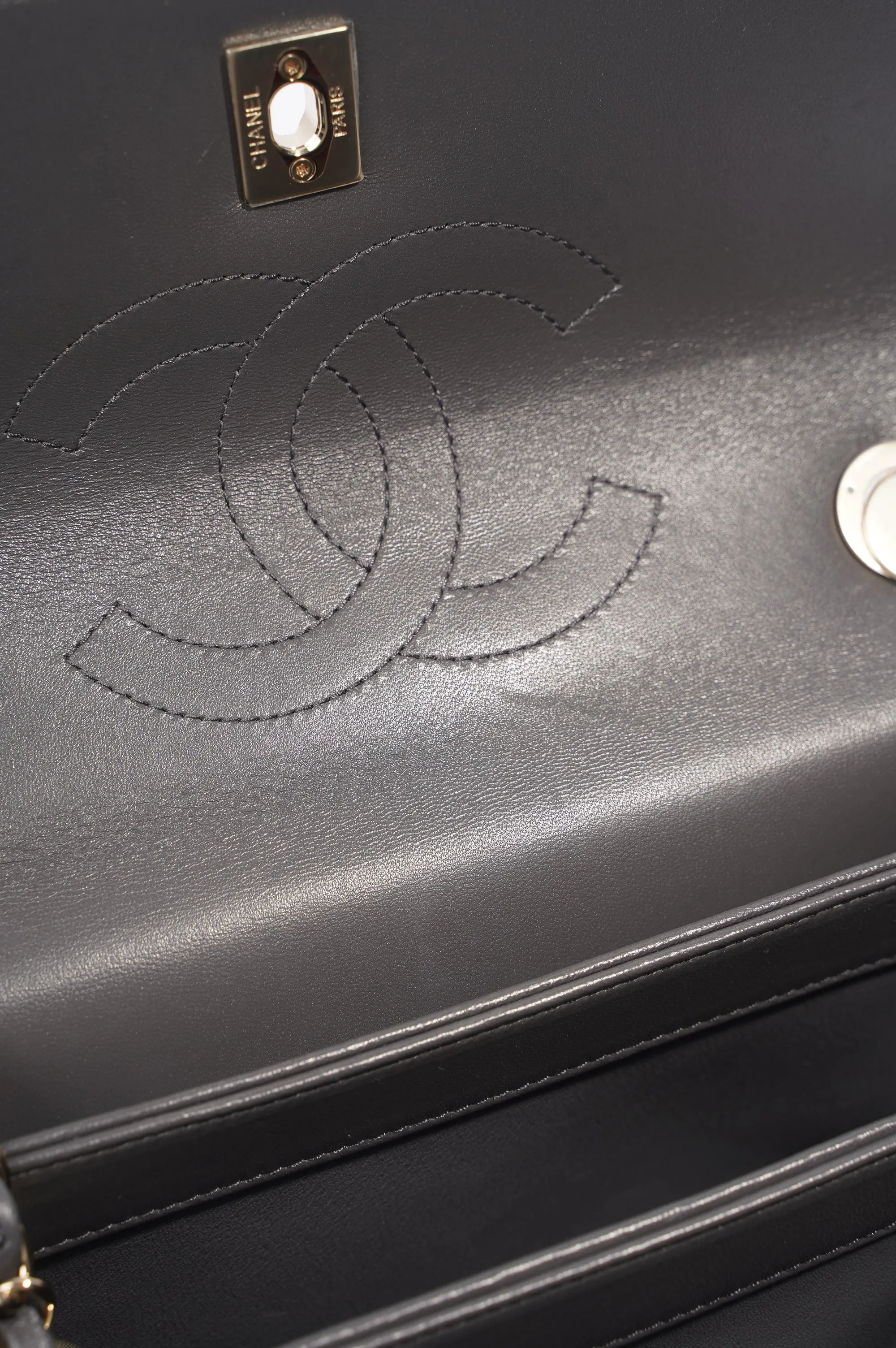 Chanel CC Trendy Bag Grey Lambskin Leather Small