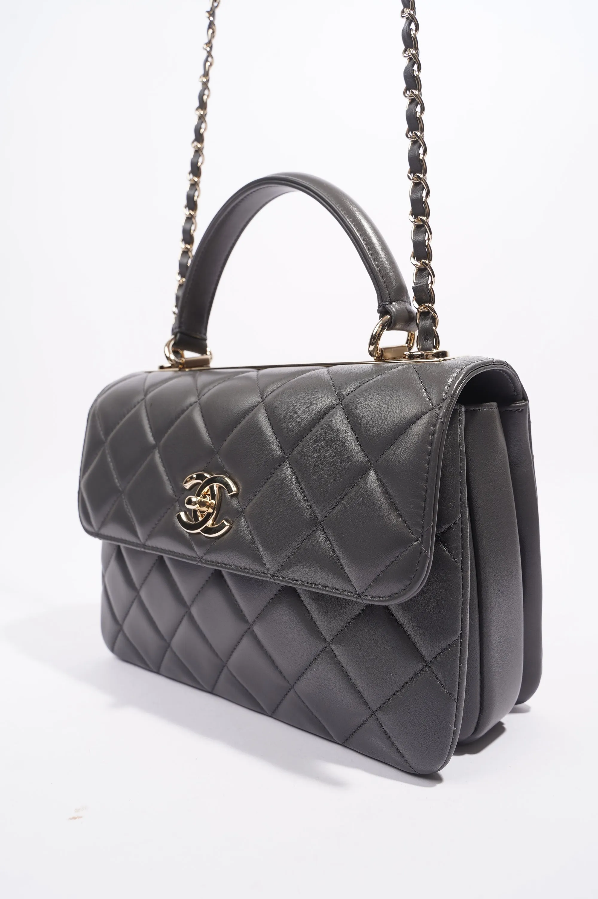 Chanel CC Trendy Bag Grey Lambskin Leather Small