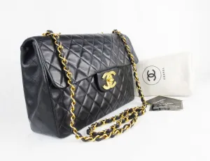 CHANEL Classic  'Jumbo XL' (Maxi) 2.55 Flap bag Black Leather - vintage
