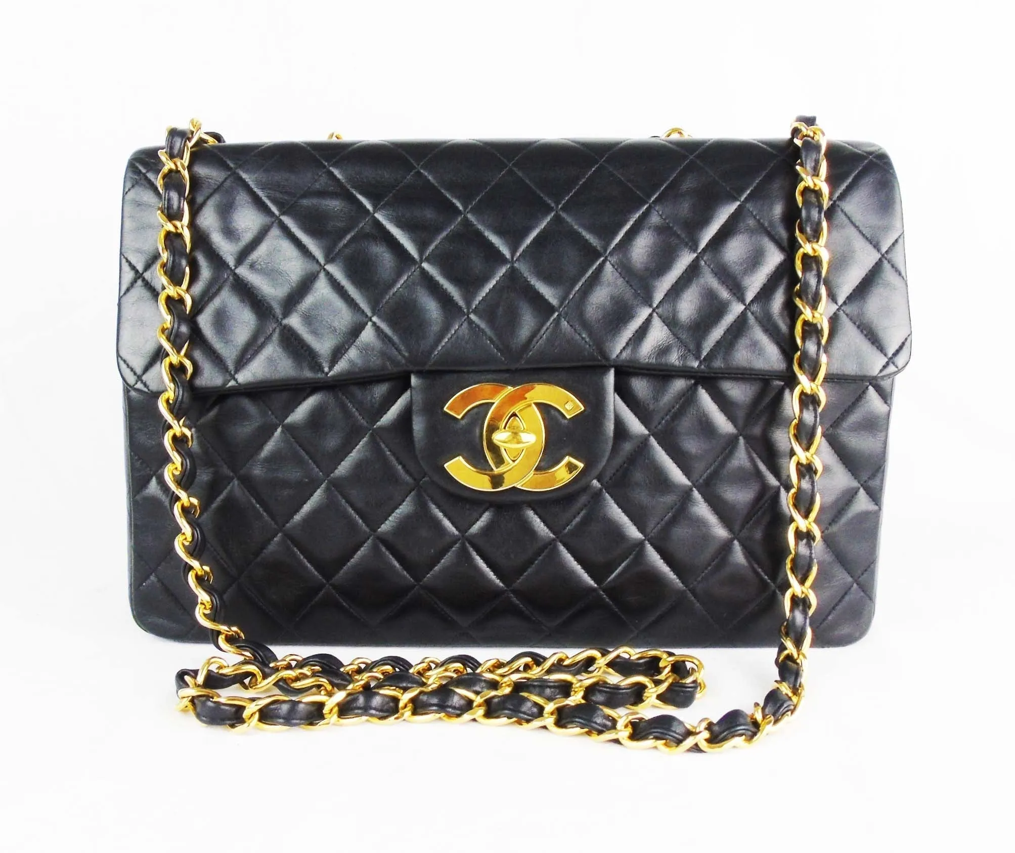 CHANEL Classic  'Jumbo XL' (Maxi) 2.55 Flap bag Black Leather - vintage
