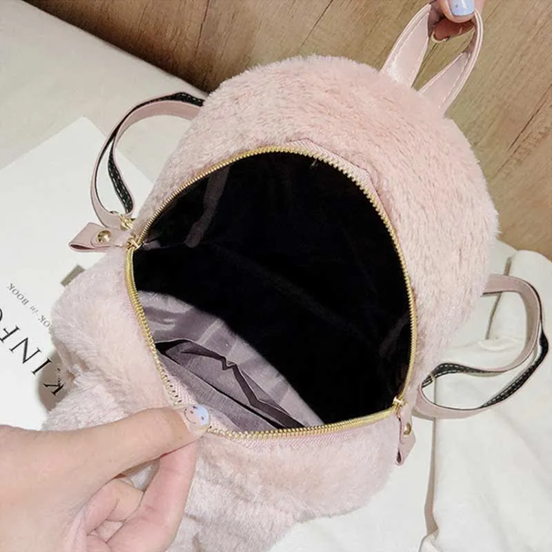 Cute Plush Backpack Daypack for Women Girls with Rabbit's Ear