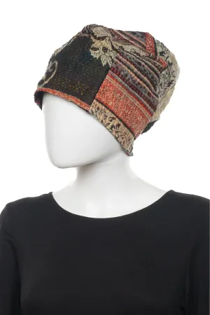 DOT & PAISLEY KANTHA PATCHWORK HAT - dp4880-nvy -