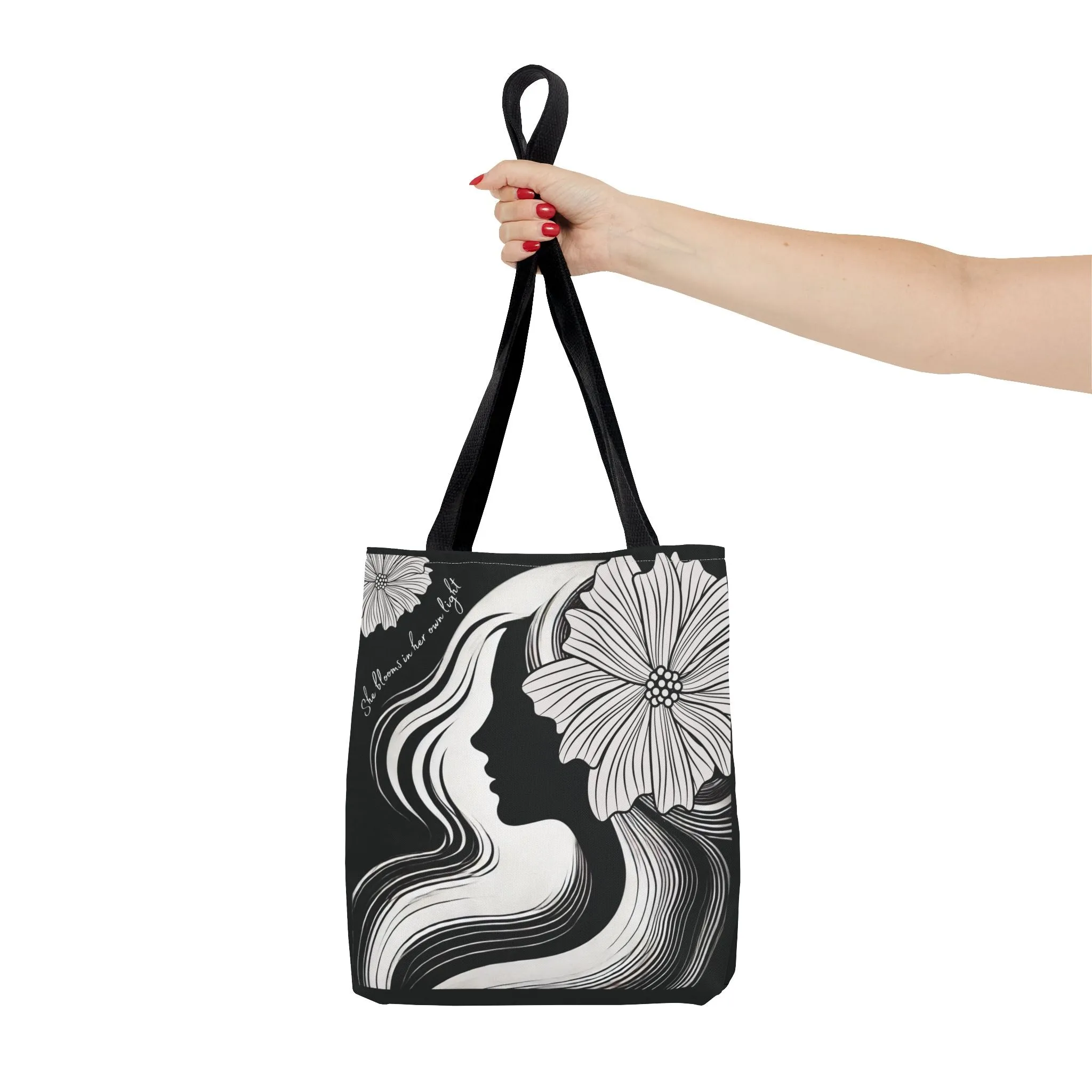 Elegant Floral Tote Bag – Women’s Silhouette Art, Black & White Inspirational Tote, Chic Reusable Shopping Bag, Aesthetic Everyday Carryall