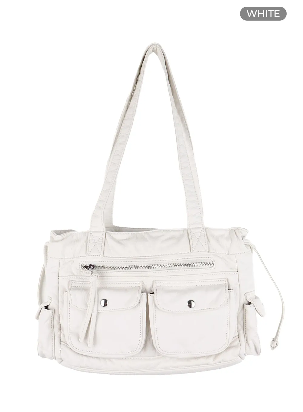Faux Leather String Pocket Crossbody Bag CA418