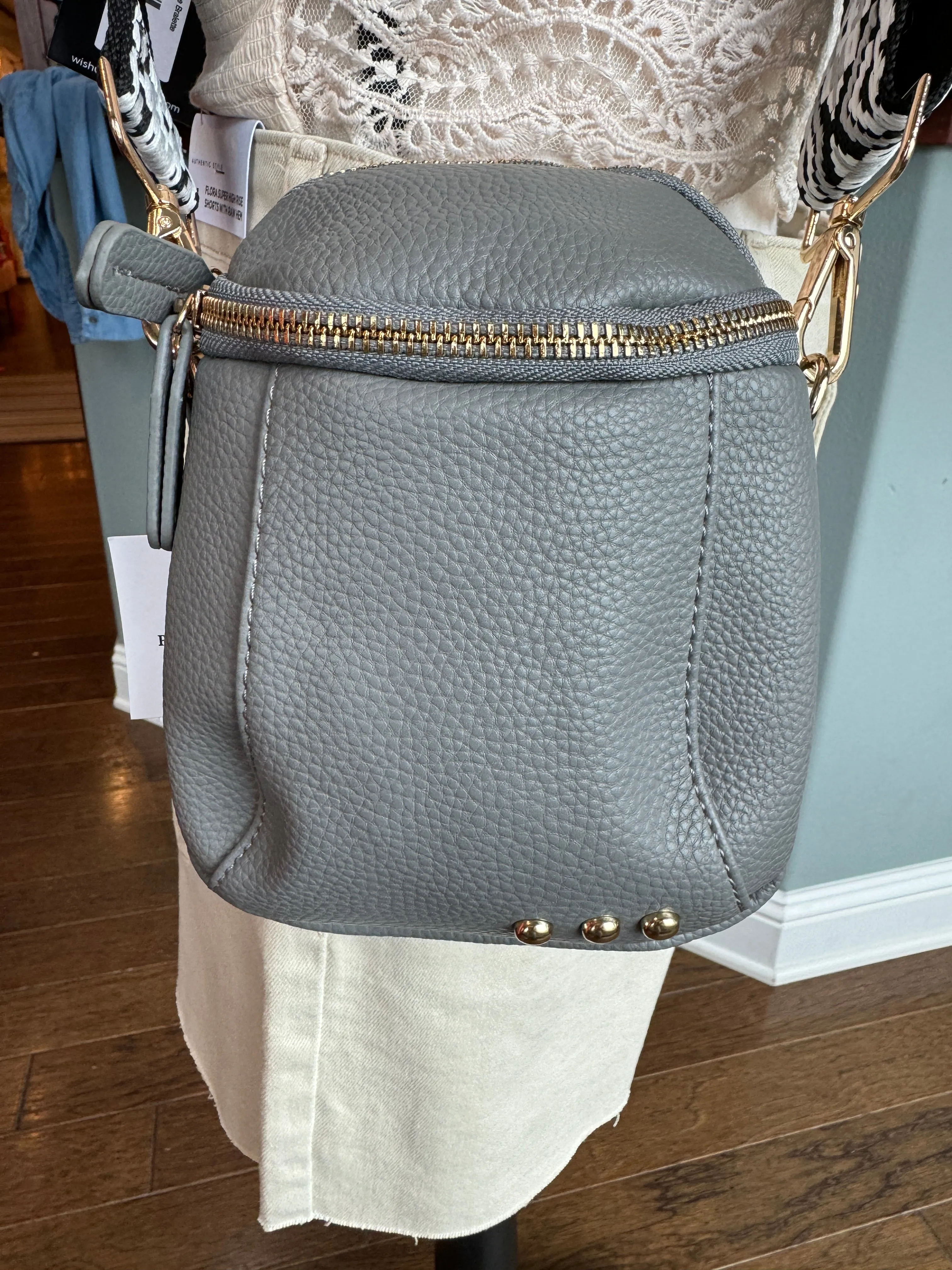 Grey Going Places Faux Leather Crossbody