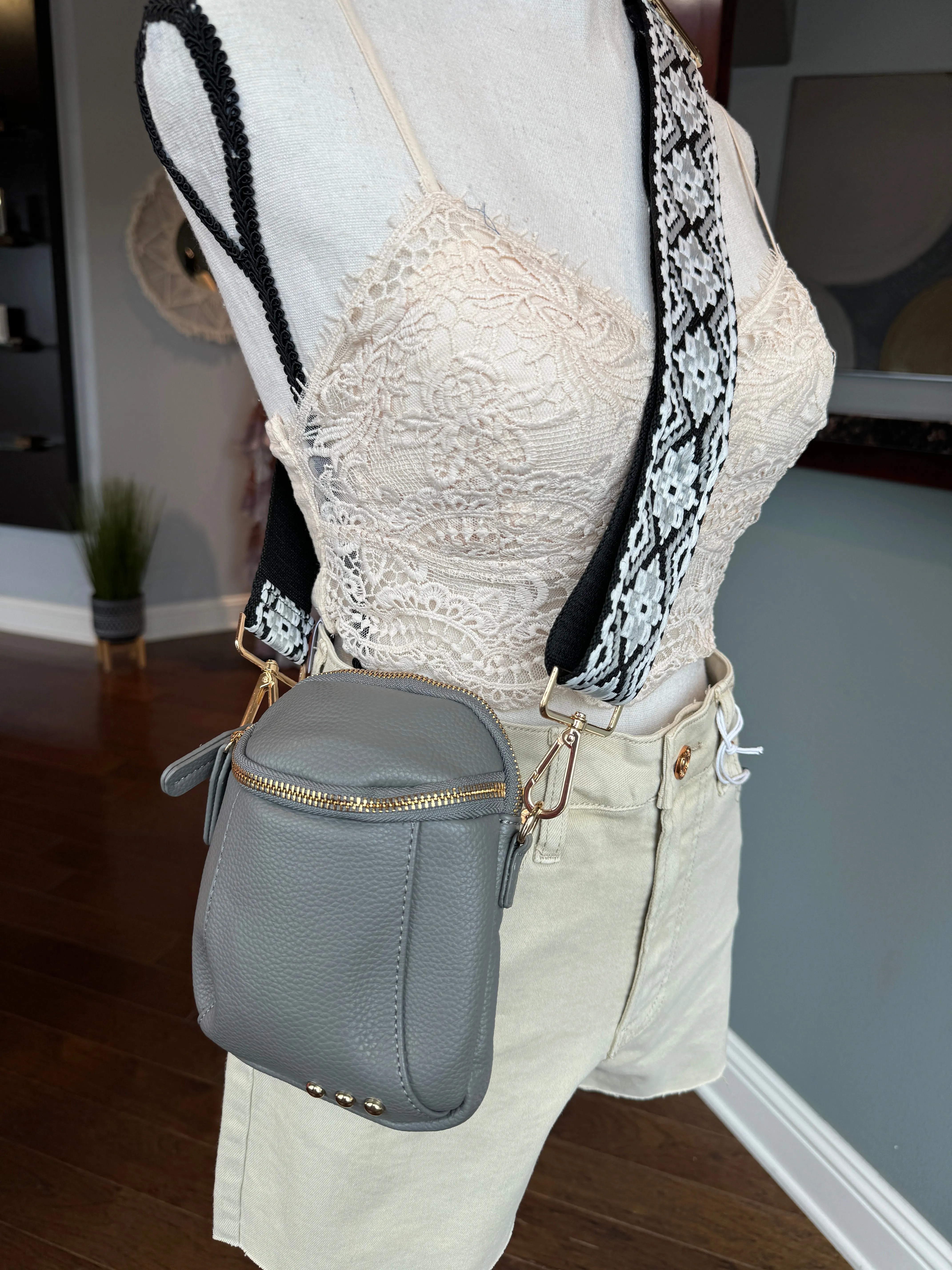 Grey Going Places Faux Leather Crossbody