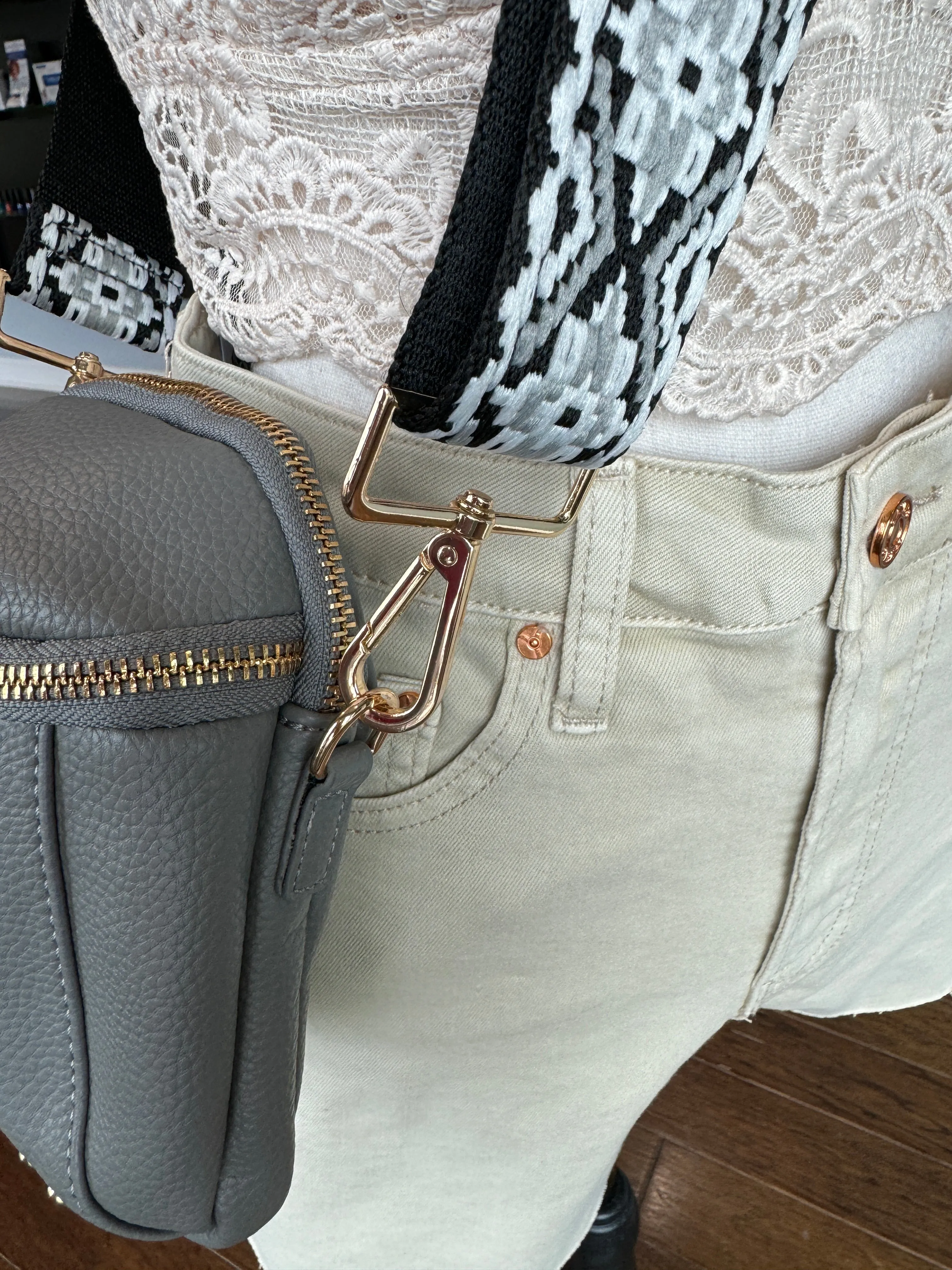 Grey Going Places Faux Leather Crossbody