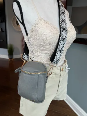 Grey Going Places Faux Leather Crossbody