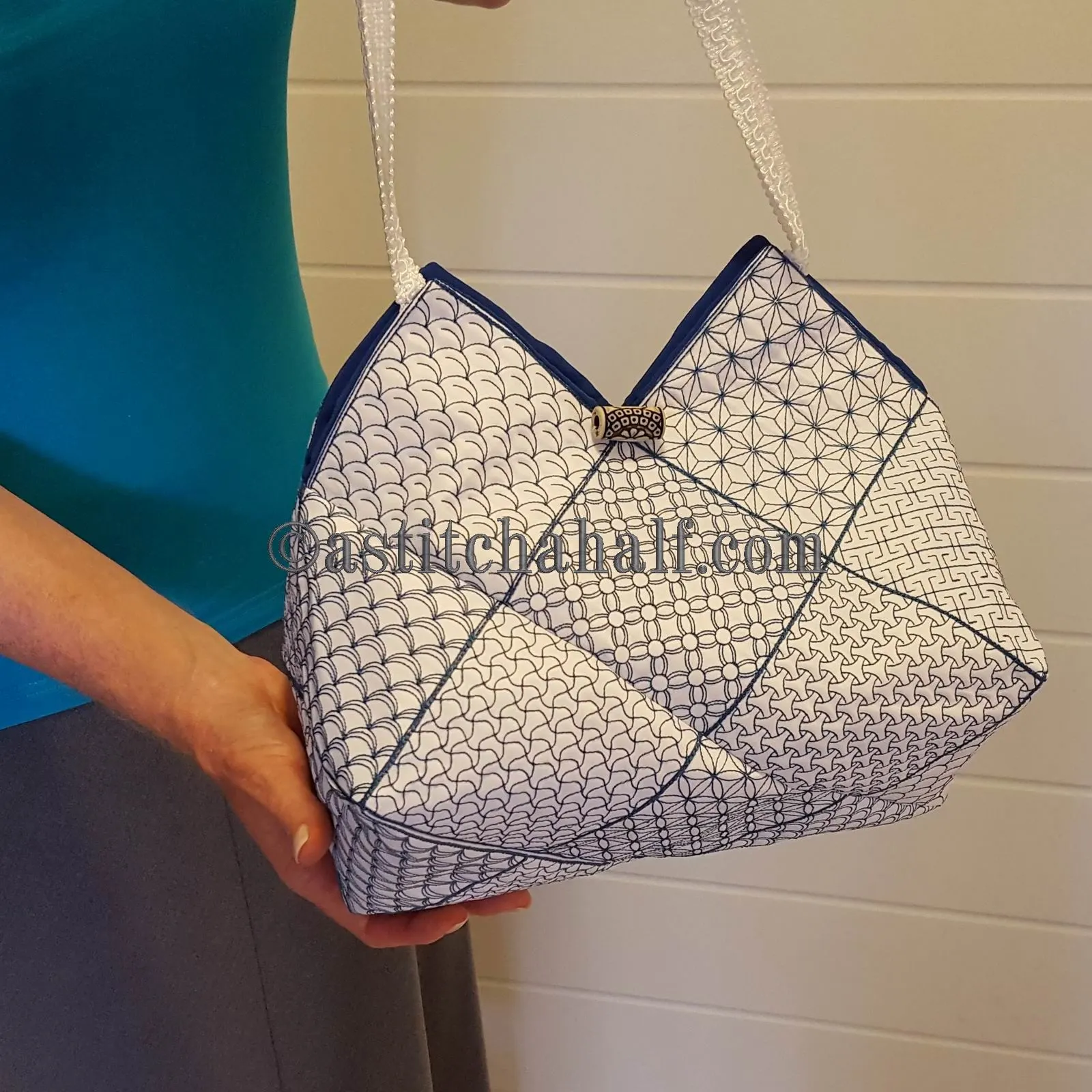Japanese Sashiko Quilt Blocks and Tote Bag