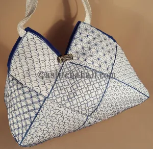Japanese Sashiko Quilt Blocks and Tote Bag