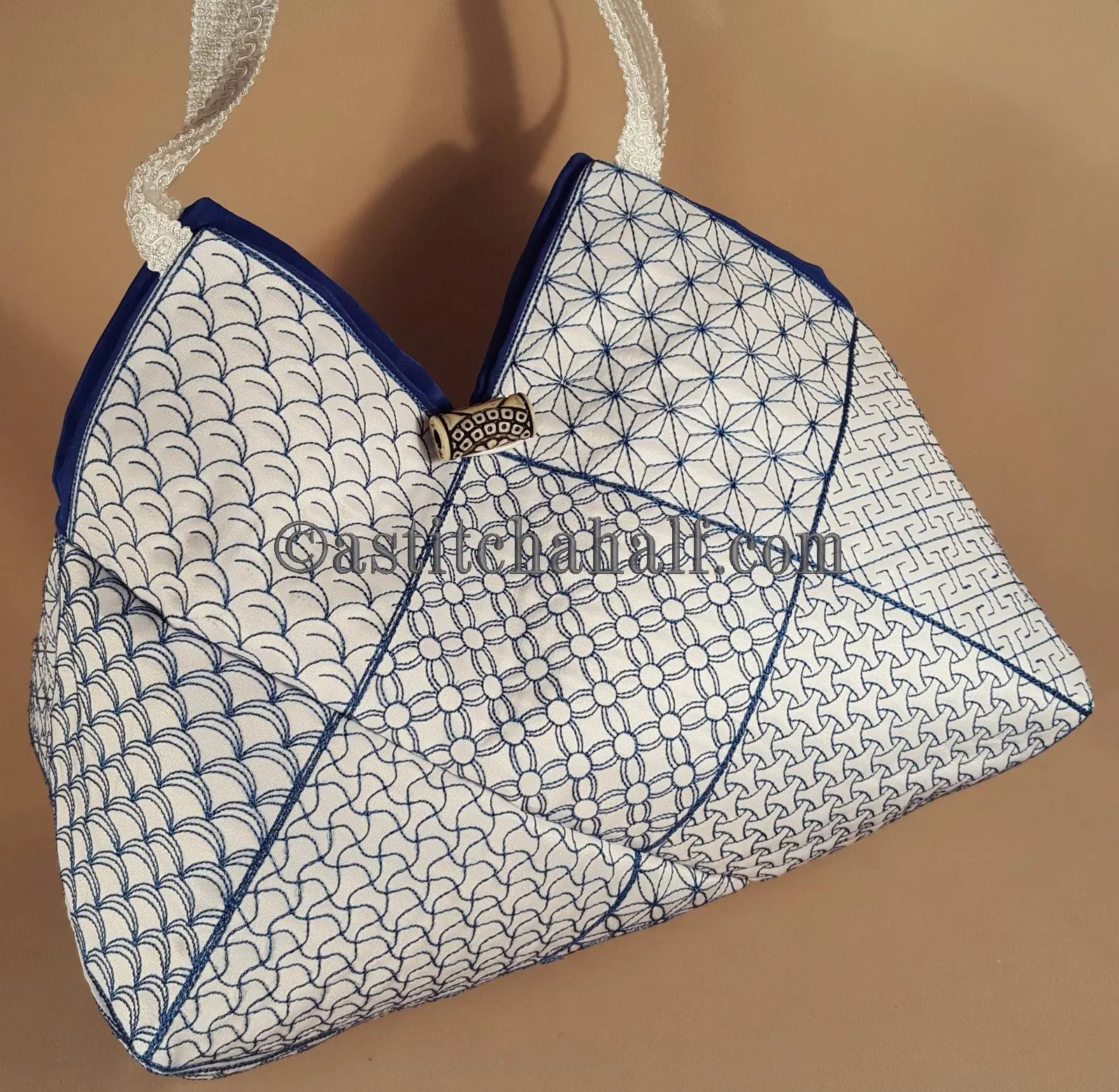 Japanese Sashiko Quilt Blocks and Tote Bag