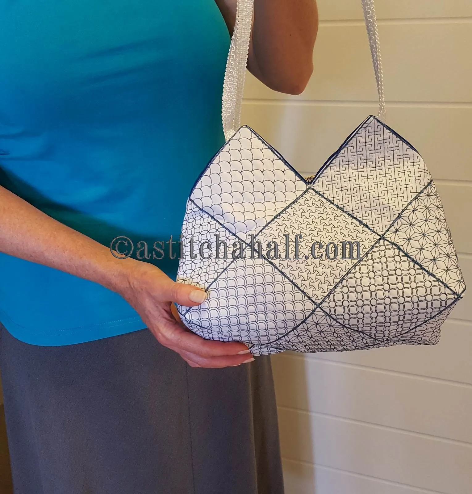 Japanese Sashiko Quilt Blocks and Tote Bag
