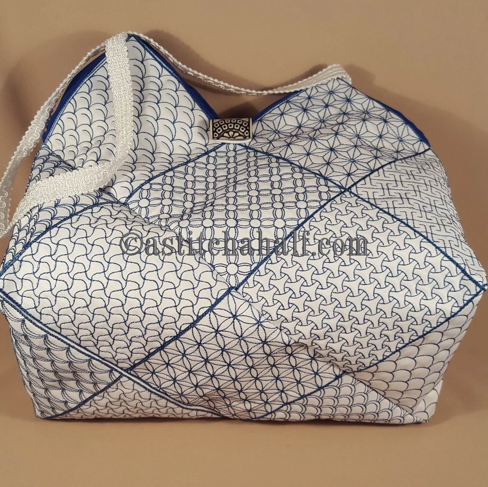 Japanese Sashiko Quilt Blocks and Tote Bag