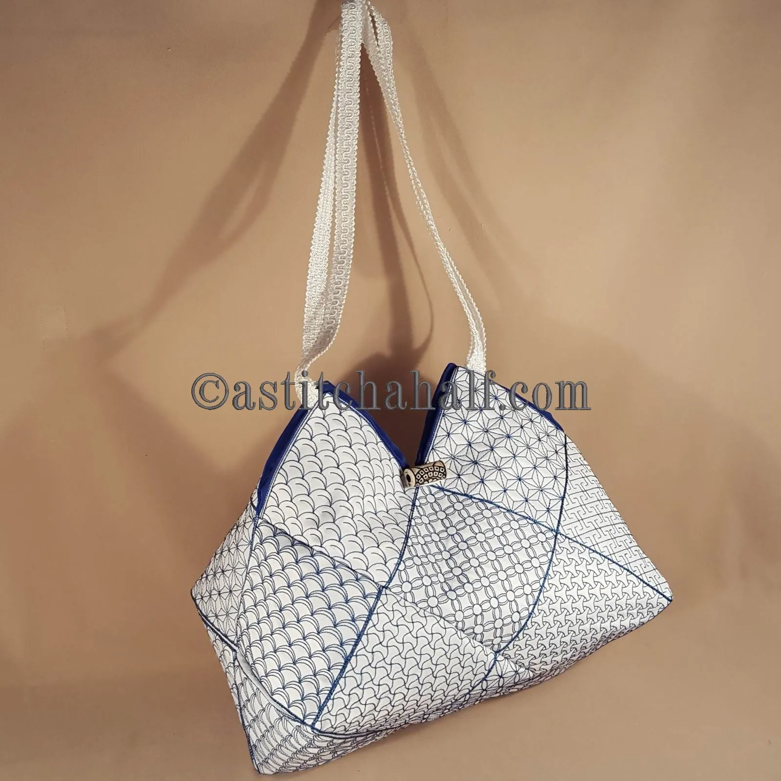 Japanese Sashiko Quilt Blocks and Tote Bag