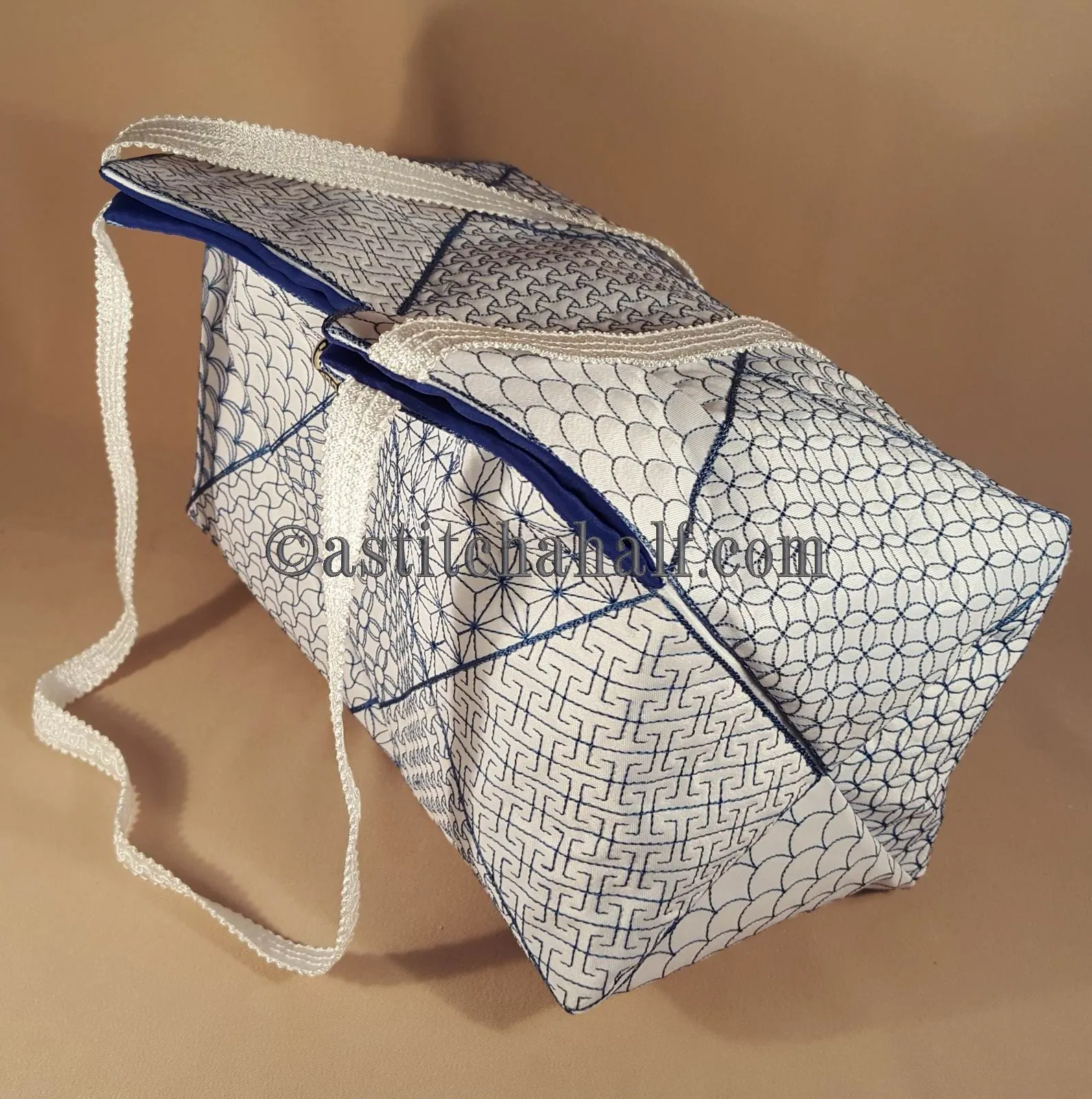 Japanese Sashiko Quilt Blocks and Tote Bag