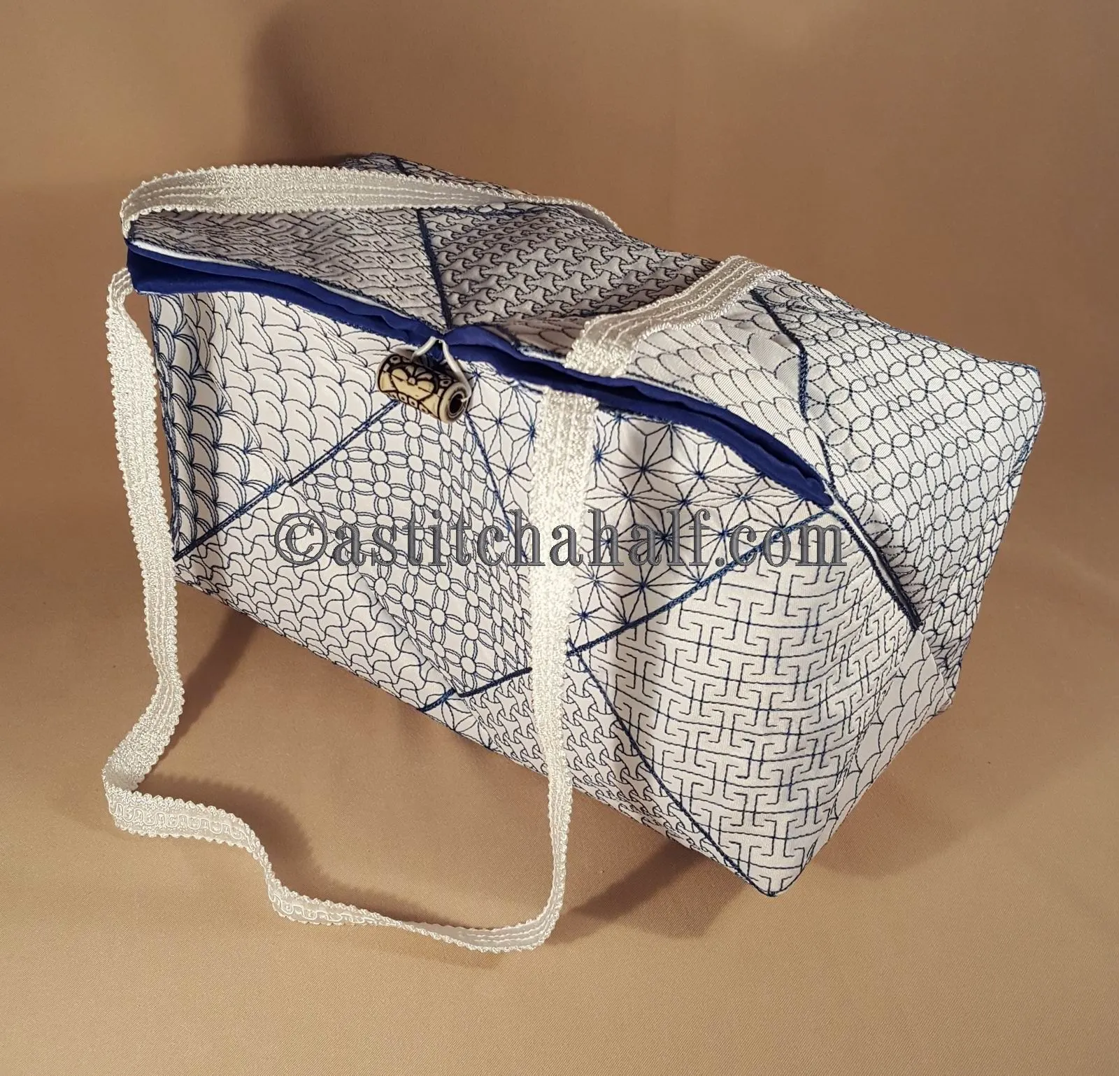 Japanese Sashiko Quilt Blocks and Tote Bag