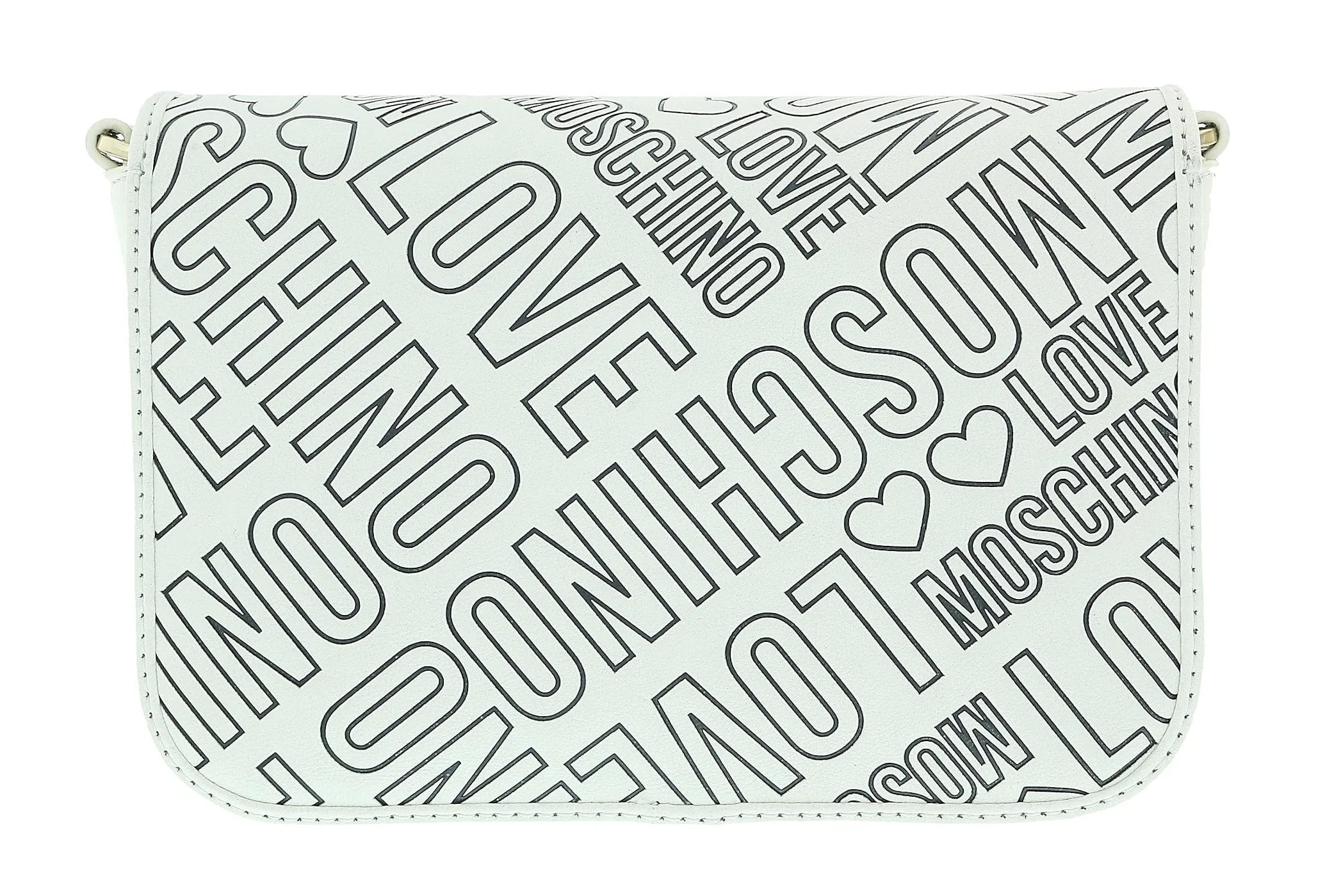 Love Moschino White/Black Signature Embossed Small Shoulder Bag