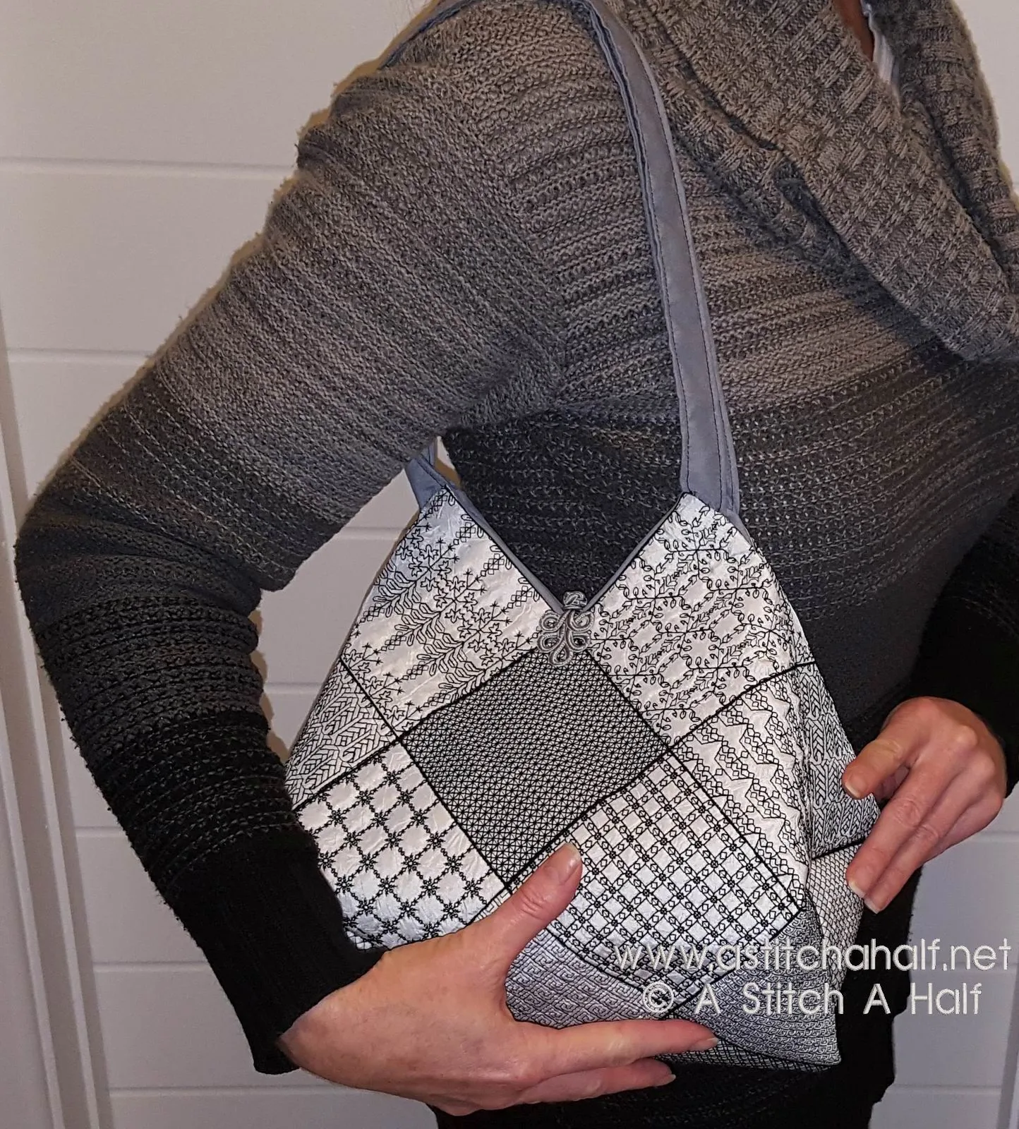 Luciana Spanish Blackwork Quilt Blocks and Tote Bag