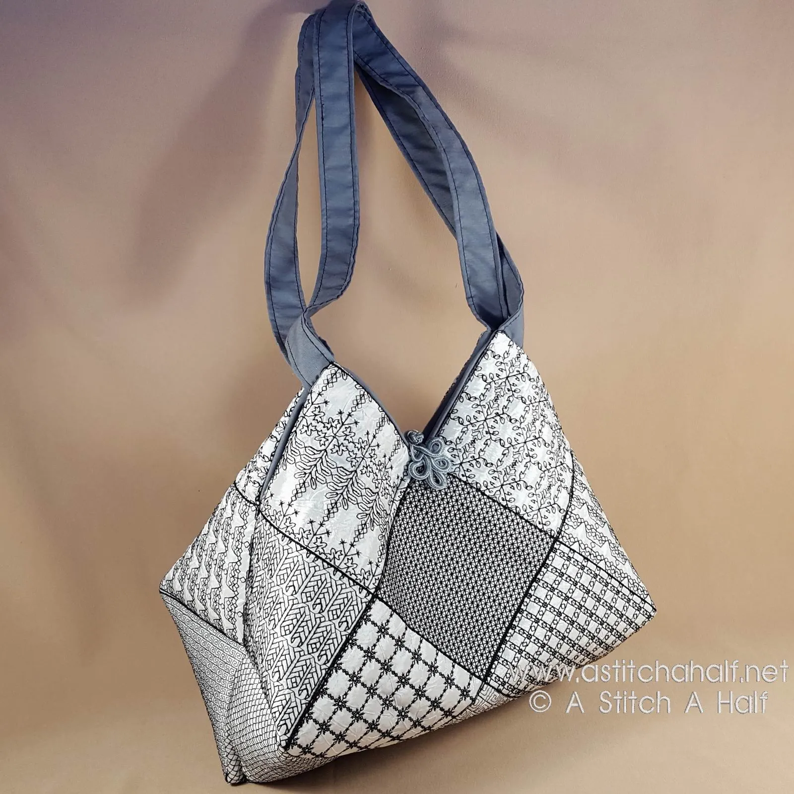 Luciana Spanish Blackwork Quilt Blocks and Tote Bag