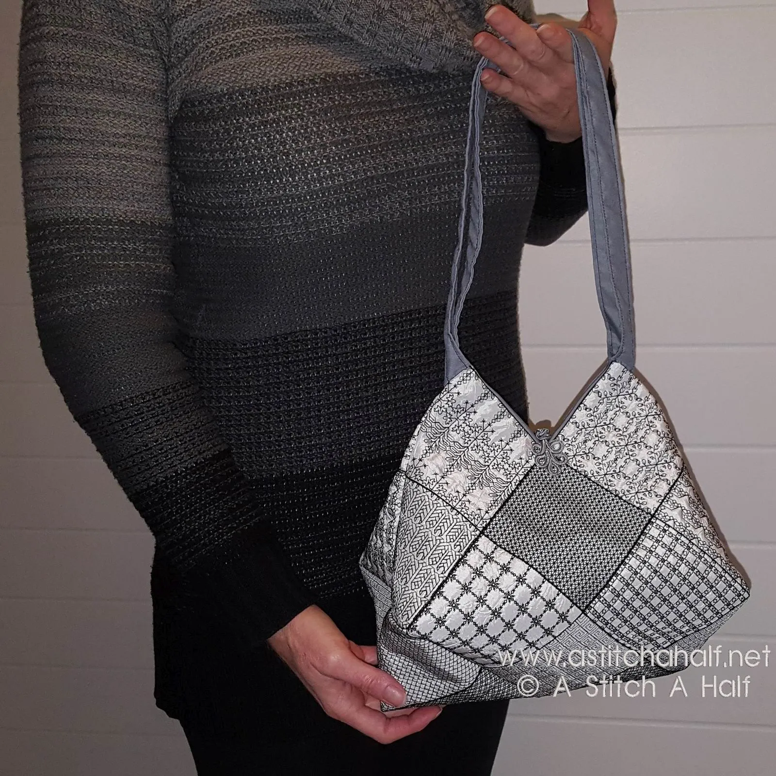 Luciana Spanish Blackwork Quilt Blocks and Tote Bag
