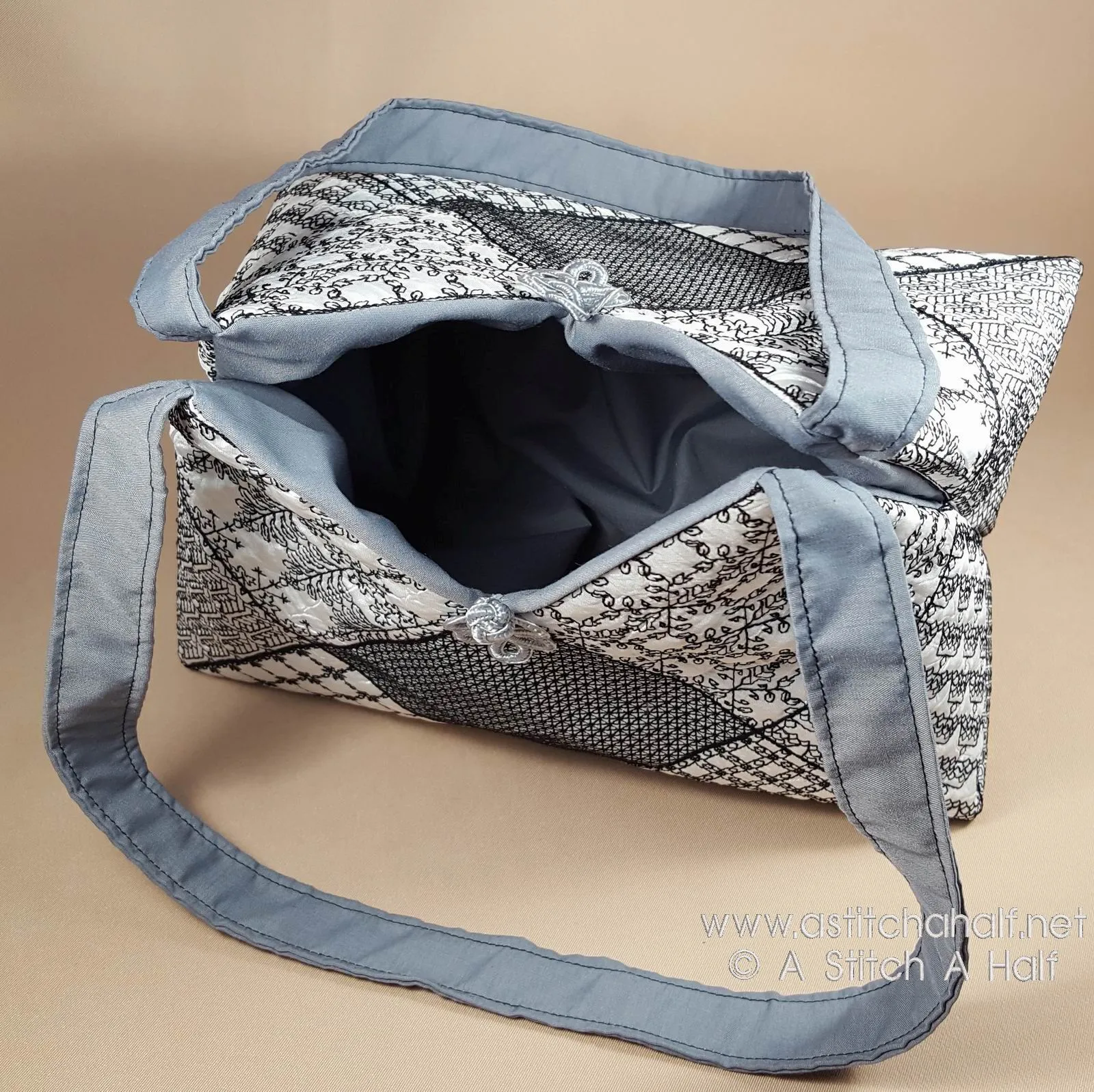 Luciana Spanish Blackwork Quilt Blocks and Tote Bag