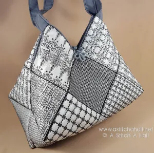 Luciana Spanish Blackwork Quilt Blocks and Tote Bag