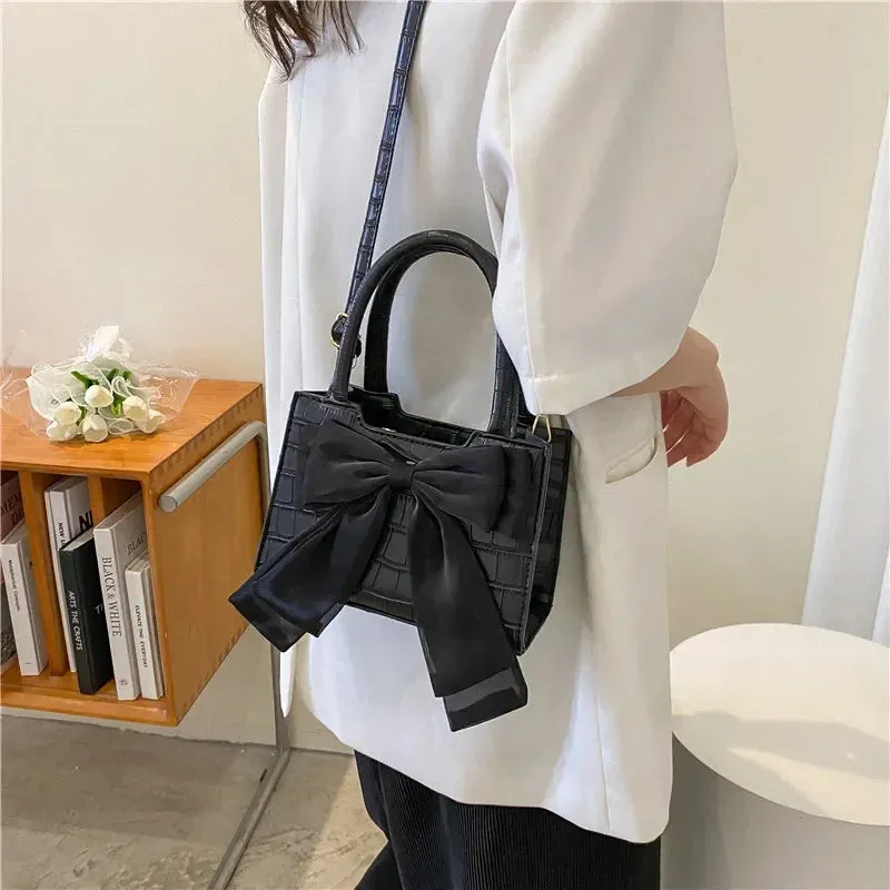 UAKISS  -  2024 Trendy Solid Bow Top-Handle Bags Japanese Y2k Aesthetic Sweet Handbags Crossbody Women Summer Streetwear  Shoulder