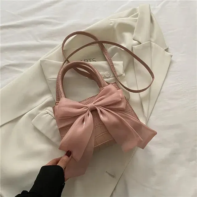 UAKISS  -  2024 Trendy Solid Bow Top-Handle Bags Japanese Y2k Aesthetic Sweet Handbags Crossbody Women Summer Streetwear  Shoulder