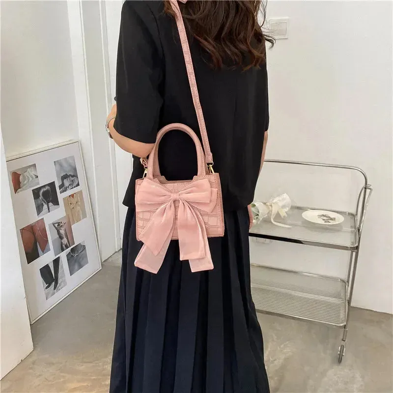 UAKISS  -  2024 Trendy Solid Bow Top-Handle Bags Japanese Y2k Aesthetic Sweet Handbags Crossbody Women Summer Streetwear  Shoulder