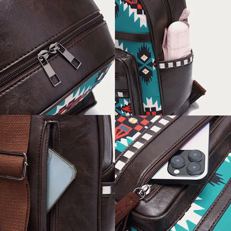 Vegan Leather Small Backpack for Women Boho Tassel Backpack Travel Daypack