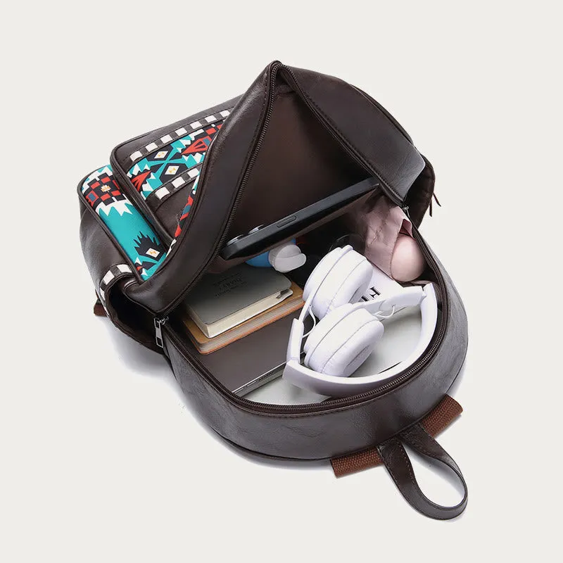Vegan Leather Small Backpack for Women Boho Tassel Backpack Travel Daypack